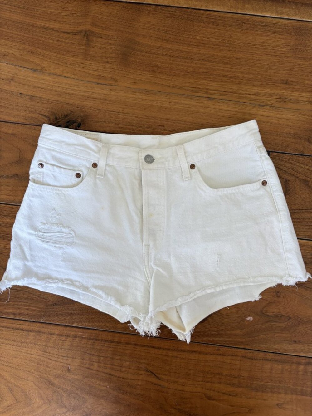 Levi's White Jean Shorts